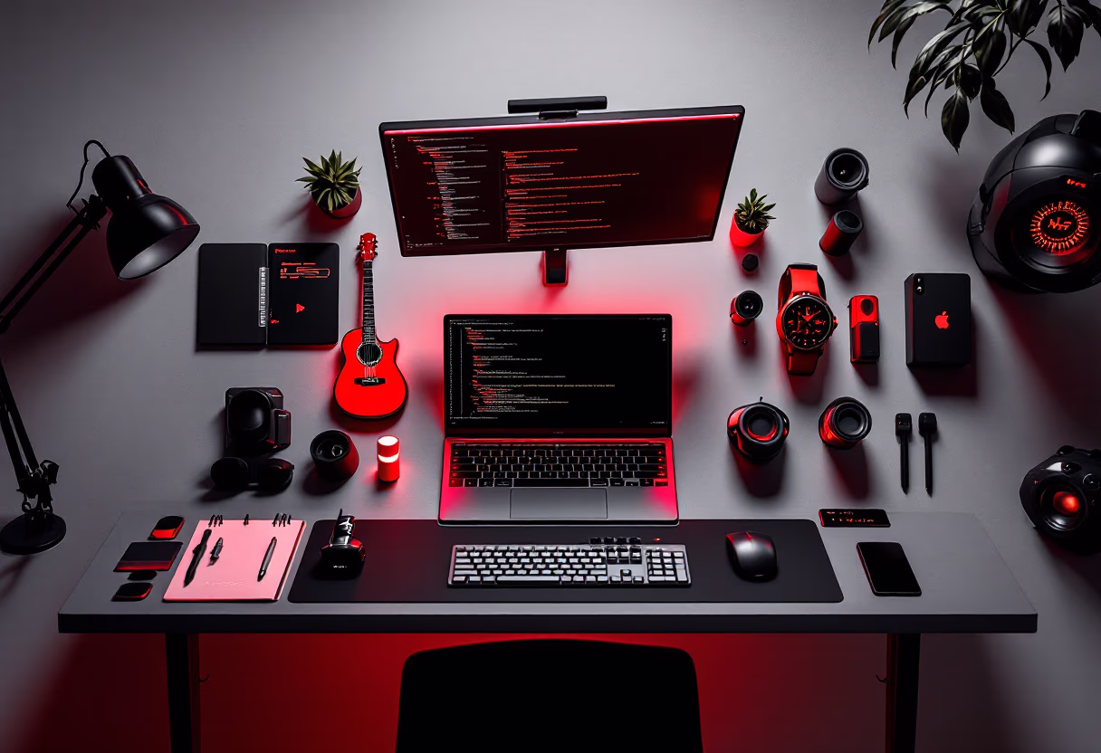 [background image] image of tech workspace (for an ai developer tools)